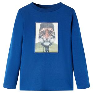vidaXL T-shirt med l&aring;nga &auml;rmar f&ouml;r barn m&ouml;rkbl&aring; 128