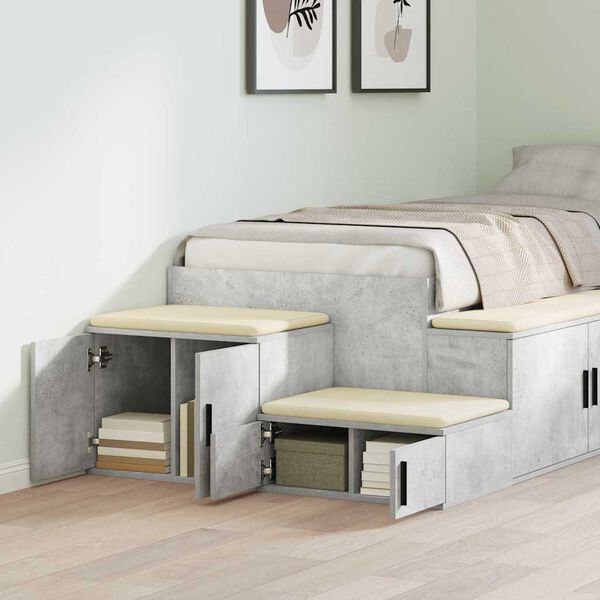 vidaXL F&ouml;rvaringssk&aring;p 2 pcs Betonggr&aring; 127 x 41 x 40 cm Konstruerat tr&auml;