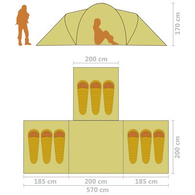 vidaXL Tält för 9 personer grå och orange