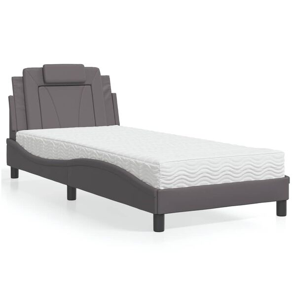 vidaXL Bed "Viana" with Mattress Grey 80x200 cm Faux Leather