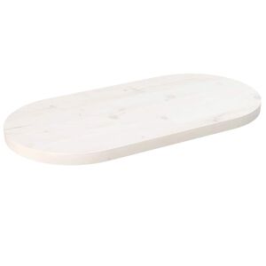 vidaXL Bordsskiva vit 70x35x2,5 cm oval massiv furu