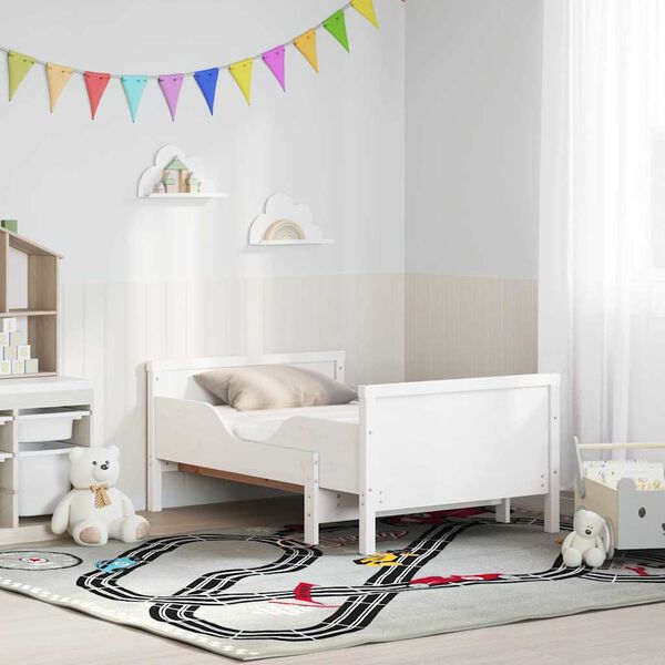 vidaXL S&auml;ngram med madrass med huvudgavel Vit 80 x 200 cm Massiv furu