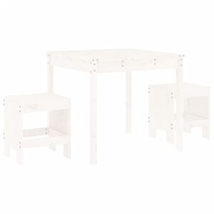vidaXL Caf&eacute;set 3 delar vit massiv furu