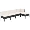 vidaXL Loungegrupp med dynor 5 delar konstrotting svart