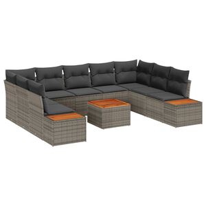 vidaXL Tr&auml;dg&aring;rdsoffset 5 st 9-Antal sittplatser Gr&aring; Polyrattan
