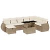 vidaXL Soffgrupp f&ouml;r tr&auml;dg&aring;rden med dynor 9 delar beige konstrotting