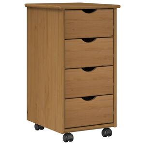 vidaXL Rullande sk&aring;p Honung brun 34 x 39 x 65,5 cm Massiv furu