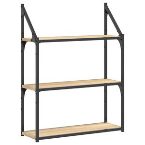vidaXL V&auml;gghylla 3 hyllor sonoma-ek 60x21x78,5 cm konstruerat tr&auml;