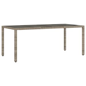 vidaXL Tr&auml;dg&aring;rdsbord med glasskiva gr&aring; 190x90x75 cm konstrotting