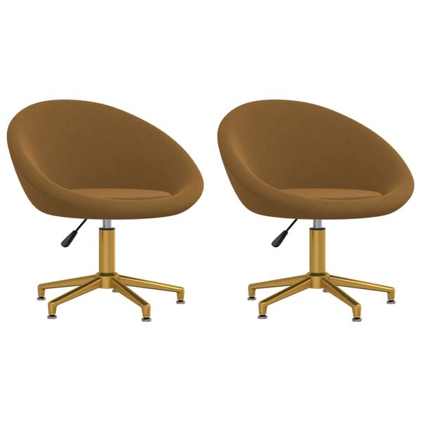 vidaXL Matstolar 2 st brun sammet