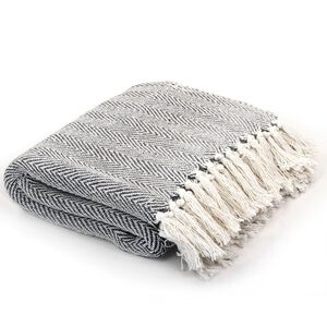 vidaXL Filt bomull fiskbensm&ouml;nster 160x210 cm marinbl&aring;