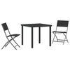 vidaXL Tr&auml;dg&aring;rdsm&ouml;belset 3 pcs Svart Pulverlackerat st&aring;l