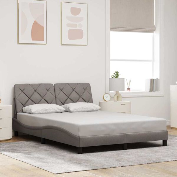 vidaXL Bed Frame without Mattress Taupe 120x200 cm Fabric