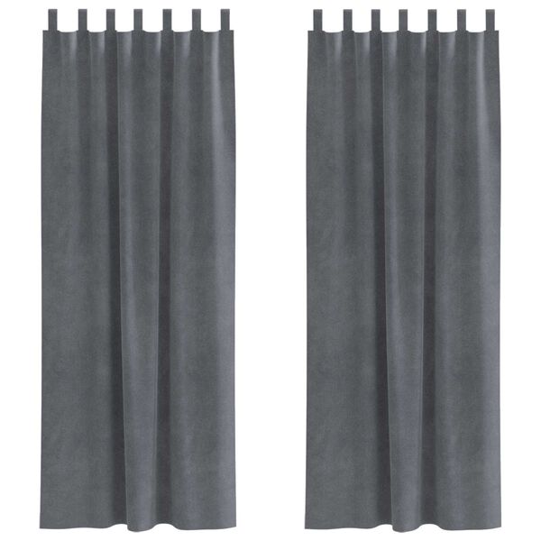 vidaXL Mörkläggningsgardiner 2 pcs Ljusgrå 140 x 245 cm Sammet