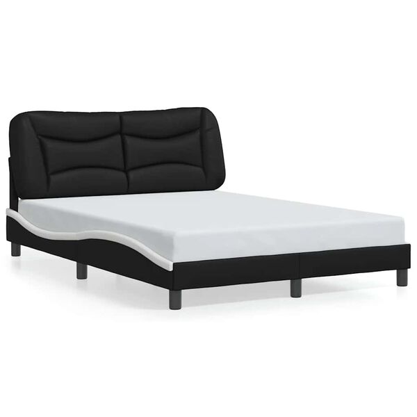 vidaXL Bed Frame without Mattress "Hvar" Black and White 140x190 cm Faux Leather