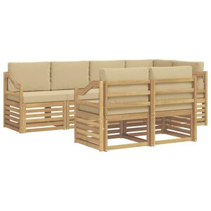vidaXL Utomhussoffset 7 pcs Vit och Beige 245 x 126,5 x 73 cm