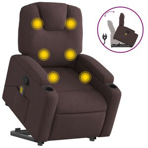 vidaXL Massagef&aring;t&ouml;lj med uppresningshj&auml;lp m&ouml;rkbrun tyg