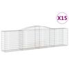 vidaXL Gabioner b&aring;gformade 15 st 400x50x100/120 cm galvaniserat j&auml;rn