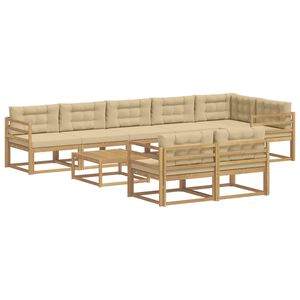 vidaXL Utomhussoffset 9 st Vit och Beige Polyester