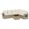 vidaXL Matgrupp f&ouml;r tr&auml;dg&aring;rden med dynor 7 delar beige konstrotting