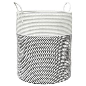 vidaXL F&ouml;rvaringskorg gr&aring; och vit &Oslash;38x46 cm bomull