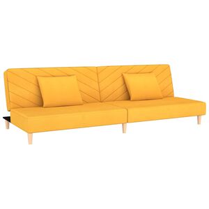 vidaXL B&auml;ddsoffa 2-sits med tv&aring; kuddar gul tyg