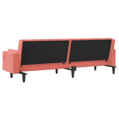 vidaXL Bäddsoffa 2-sits med två kuddar rosa sammet