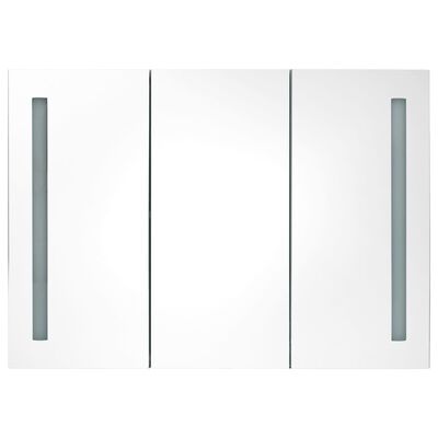 vidaXL Spegelskåp med LED 89x14x62 cm glänsande grå
