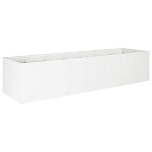 vidaXL Tr&auml;dg&aring;rdsplanterare Vit 280 x 80 x 60 cm Kallvalsat st&aring;l