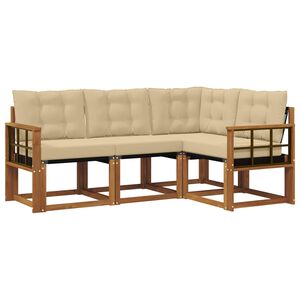 vidaXL Utomhussoffset med kudde 4 pcs Naturlig och Beige