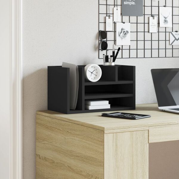 vidaXL Skrivbordshyllor svart 44,5x24x25 cm konstruerat trä
