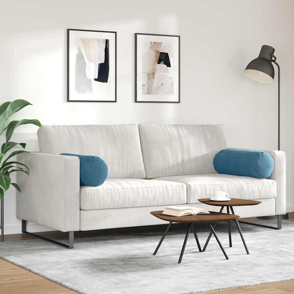 vidaXL Bolsterkuddar 2 pcs Blå Ø 25 x 70 cm Kordread tyg