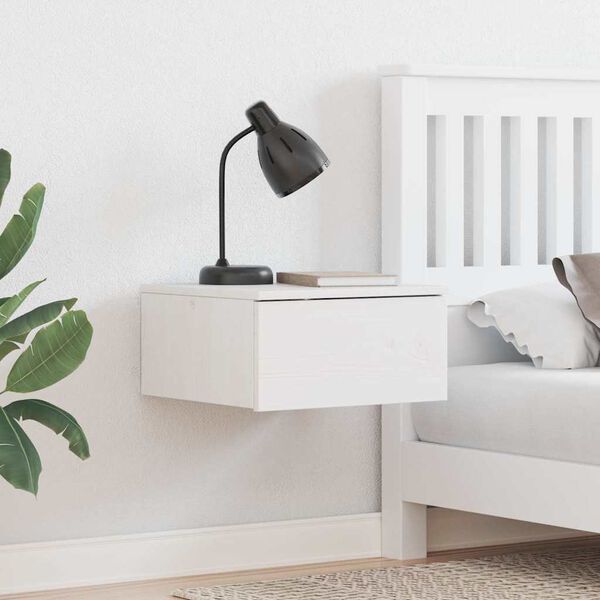 vidaXL S&auml;ngbord med l&aring;da Vit 37 x 35 x 18,5 cm Massiv furu