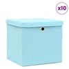 vidaXL F&ouml;rvaringsl&aring;dor med lock 10 st babybl&aring; 32x32x32 cm tyg