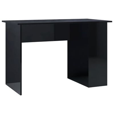 vidaXL Skrivbord svart högglans 110x60x73 cm spånskiva