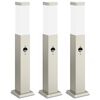 vidaXL Pollare med sensor 3 st 50 cm rostfritt st&aring;l IP44