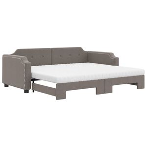 vidaXL Dagb&auml;dd med madrasser utdragbar taupe 80x200 cm tyg