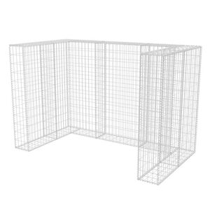 vidaXL Gabionkorg med skydd f&ouml;r 2 soptunnor st&aring;l 180x100x120 cm