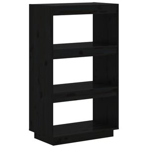 vidaXL Bokhylla/Rumsavdelare svart 60x35x103 cm massiv furu