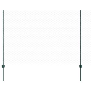 vidaXL Sexkantigt staket med stolpe 25 x 1,5 m PVC-belagda st&aring;l Gr&ouml;n