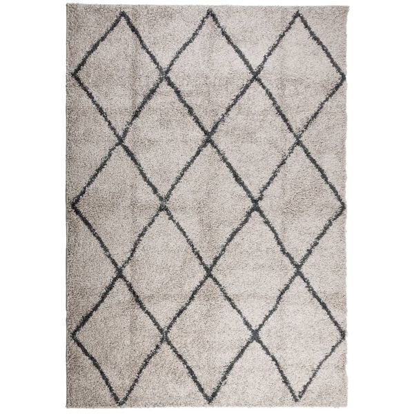 vidaXL Ryamatta PAMPLONA lång lugg modern beige & antracit 160x230 cm