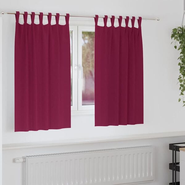 vidaXL M&ouml;rkl&auml;ggningsgardiner med Ringar 2 pcs Vinr&ouml;d 140 x 140 cm