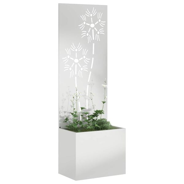 vidaXL Tr&auml;dg&aring;rds integritetssk&auml;rm Blommor Silver 50 x 32 x 150 cm
