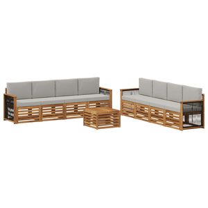 vidaXL Soffgrupper med kudde 9 pcs Massivt Akaciatr&auml;