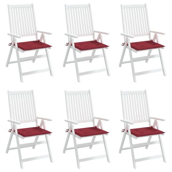 vidaXL Stolsdynor 6 st vinröd 50x50x4 cm oxfordtyg