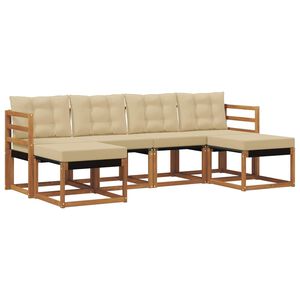 vidaXL Utomhussoffset med kudde 6 pcs Naturlig och Beige