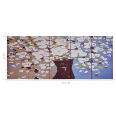 vidaXL Canvastavla blommor i vas flerfärgad 150x60 cm