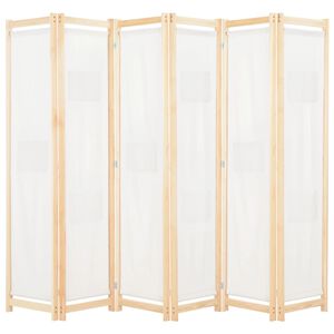 vidaXL Rumsavdelare 6 paneler 240x170x4 cm gr&auml;ddvit tyg