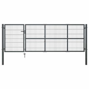 vidaXL Tr&auml;dg&aring;rdsgrind med stolpar st&aring;l 350x100 cm antracit
