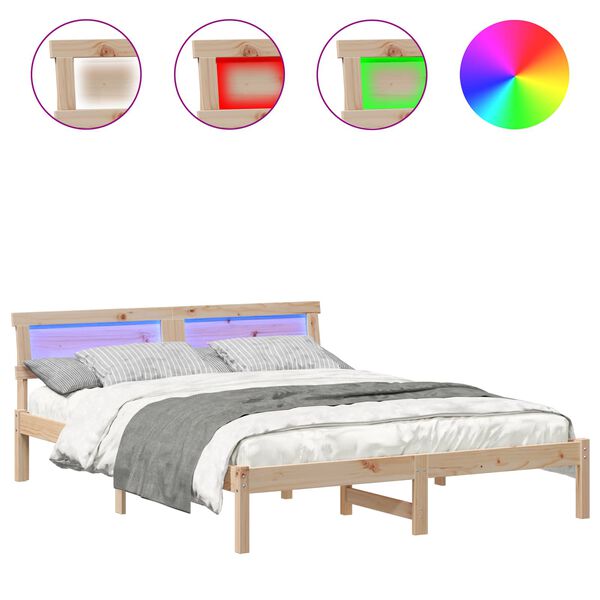 vidaXL S&auml;ngram med huvudgavel Brun 140 x 200 cm Massiv furu